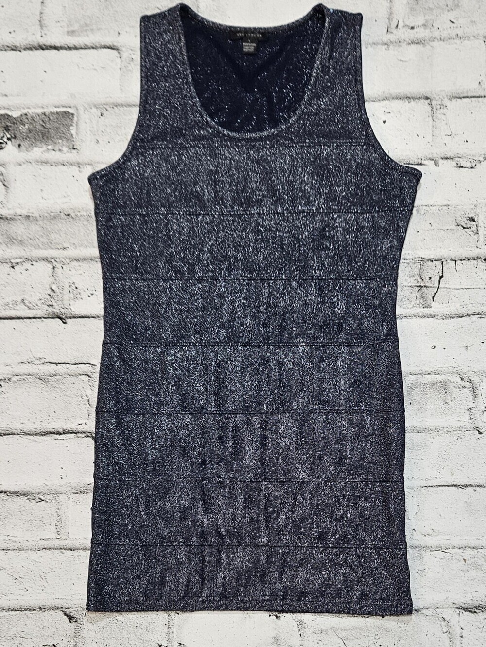 Qed London Metallic Knit Sleeveless Bodycon Midi Dress Large